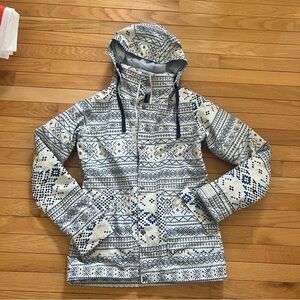 Button Ginger Dry Ride Pixelated Fair Isle Snowboard Jacket women’s size small